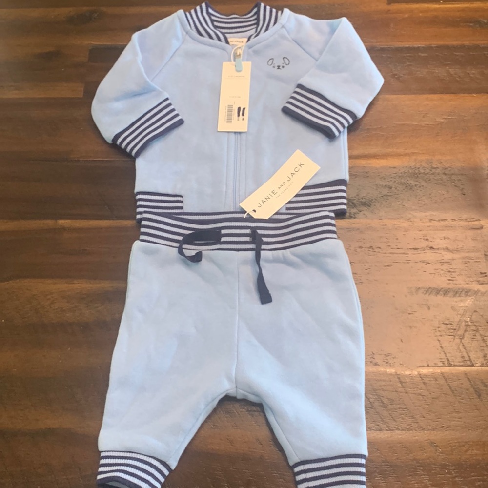 janie and jack 2pc baby blue newborn fleece set